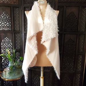 INC Reversible Faux fur/ leather Sweater Vest